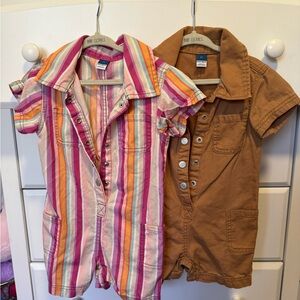 Old Navy Multicolor Striped and Brown Kids Romper Set